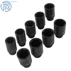 Set of 9 Deep Impact Socket Tools for Axle Hub Nut (1/2" Drive)