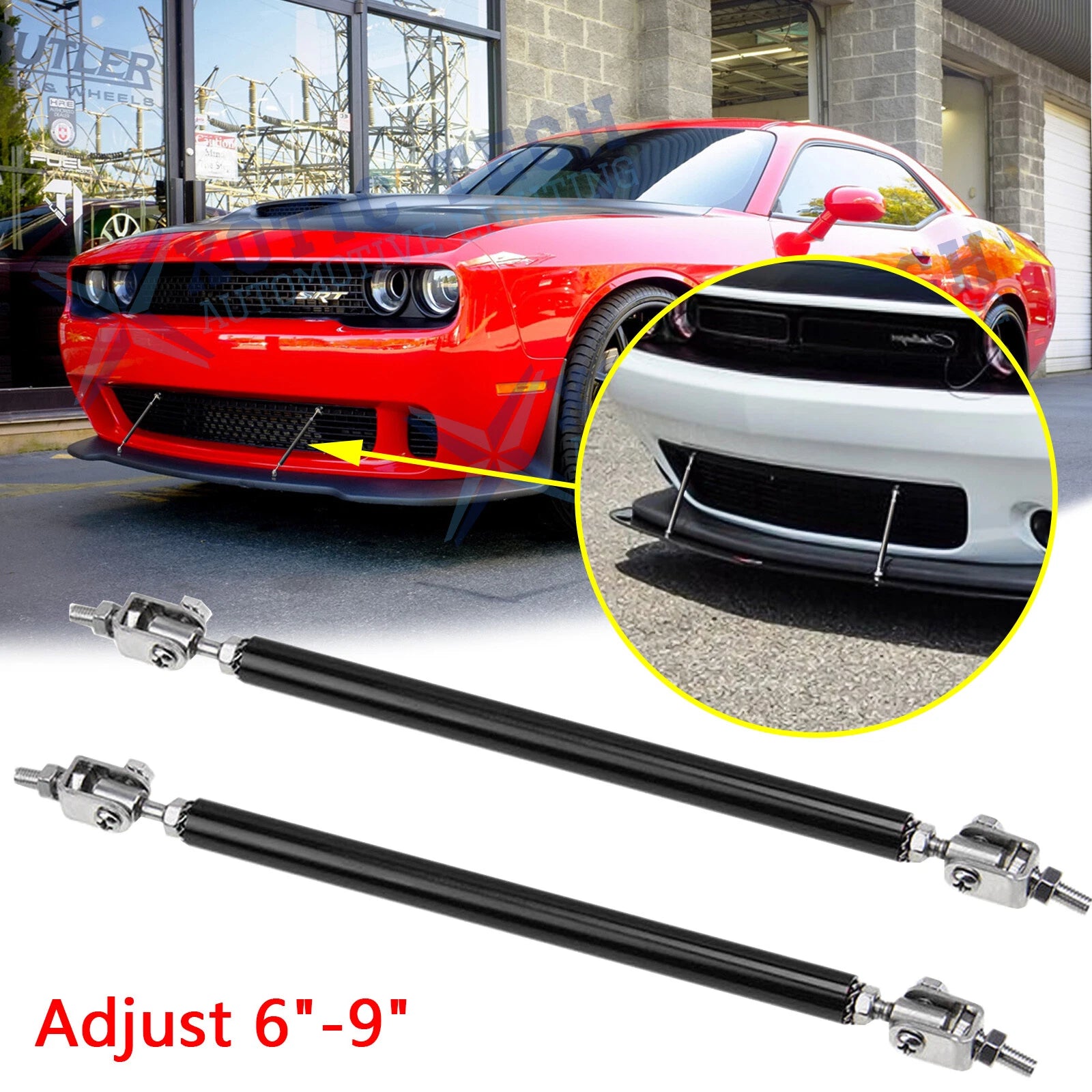 Adjust 6-9" Strut Rod Front Bumper Support Tie Bar for Dodge Charger/Challenger (2015–2023)