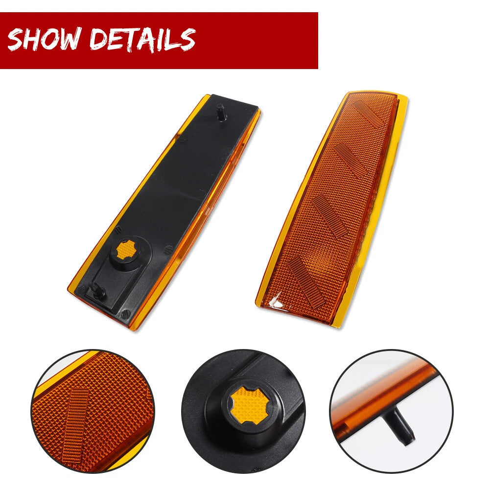 Amber Lens Front Corner Side Marker Light Covers for GMC Yukon Suburban (1992–1993)