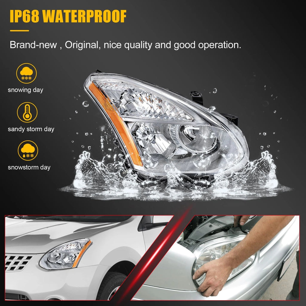 2X Headlights for Nissan Rogue (2008–2015)