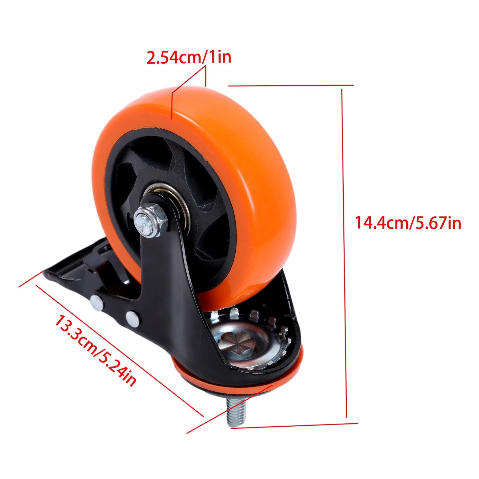Set of 4 Caster Wheels with Brake for Universal Use (4")