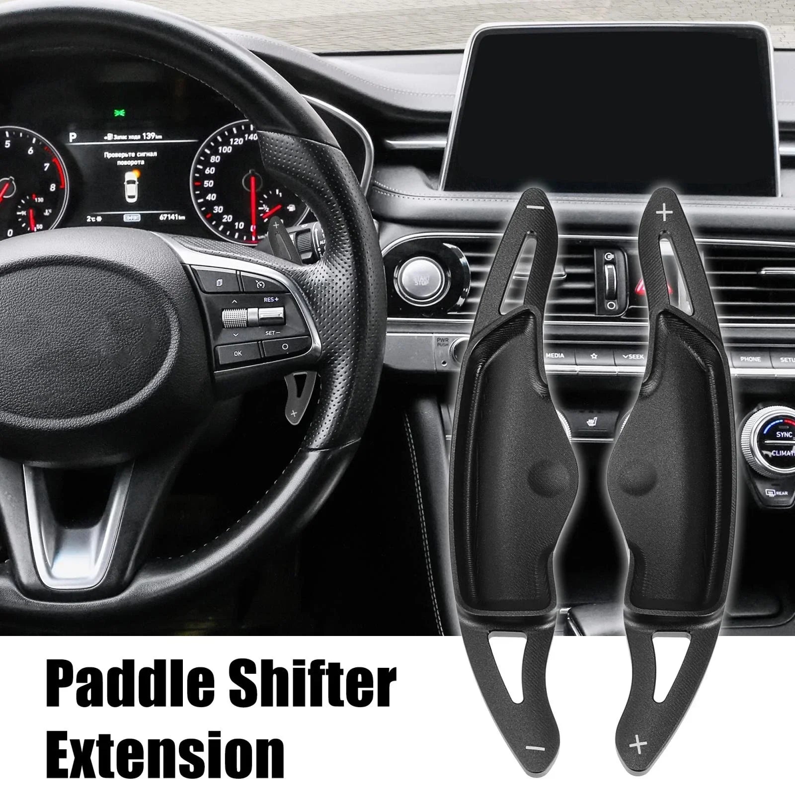 Steering Wheel Paddle Shifter Extensions for Hyundai 2018-2021 Aluminum Black
