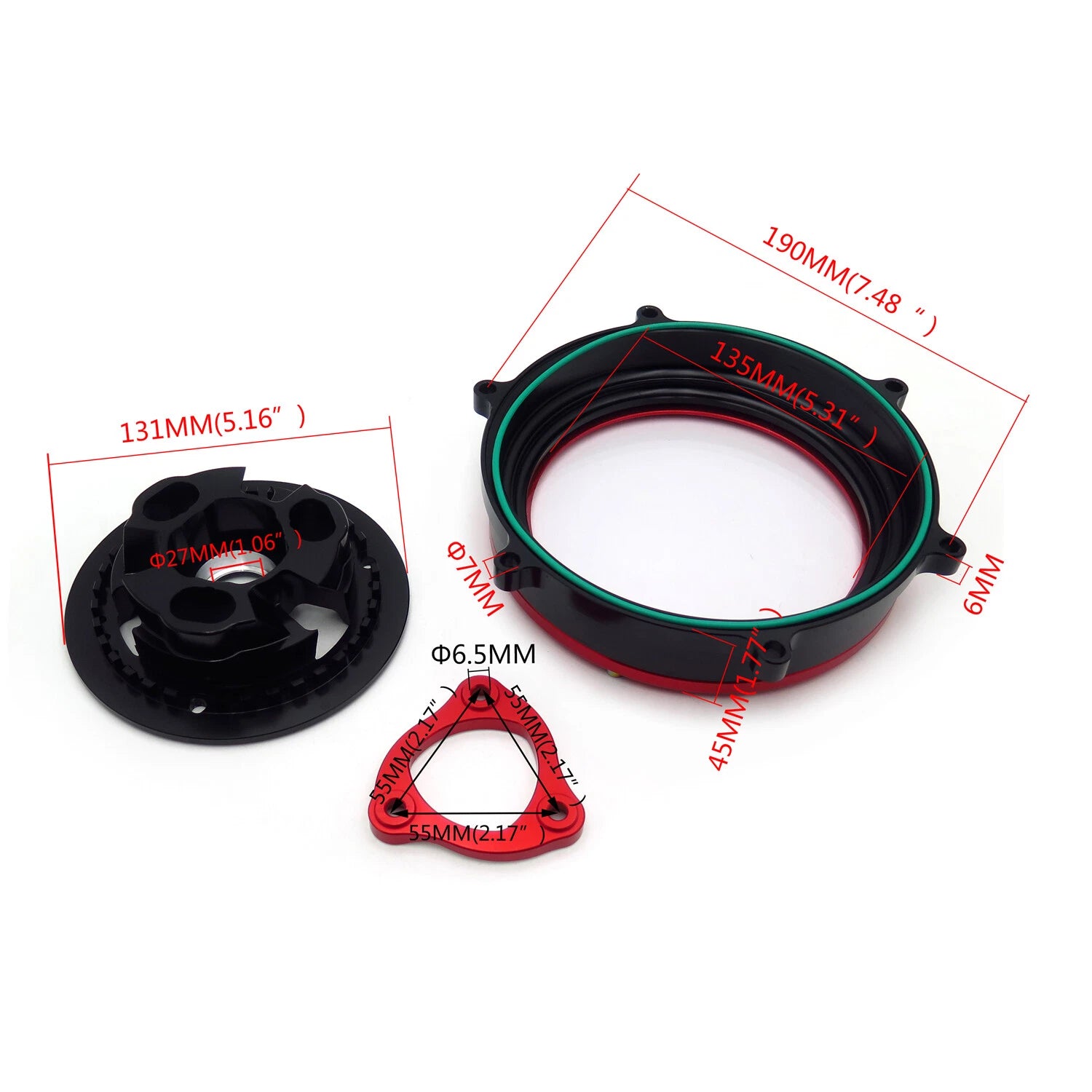 Racing Clear Clutch Cover & Spring Retainer for Ducati 1199 1299 Panigale (2012–2019)