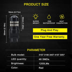 2X Red LED Strobe Brake Tail Light Bulbs