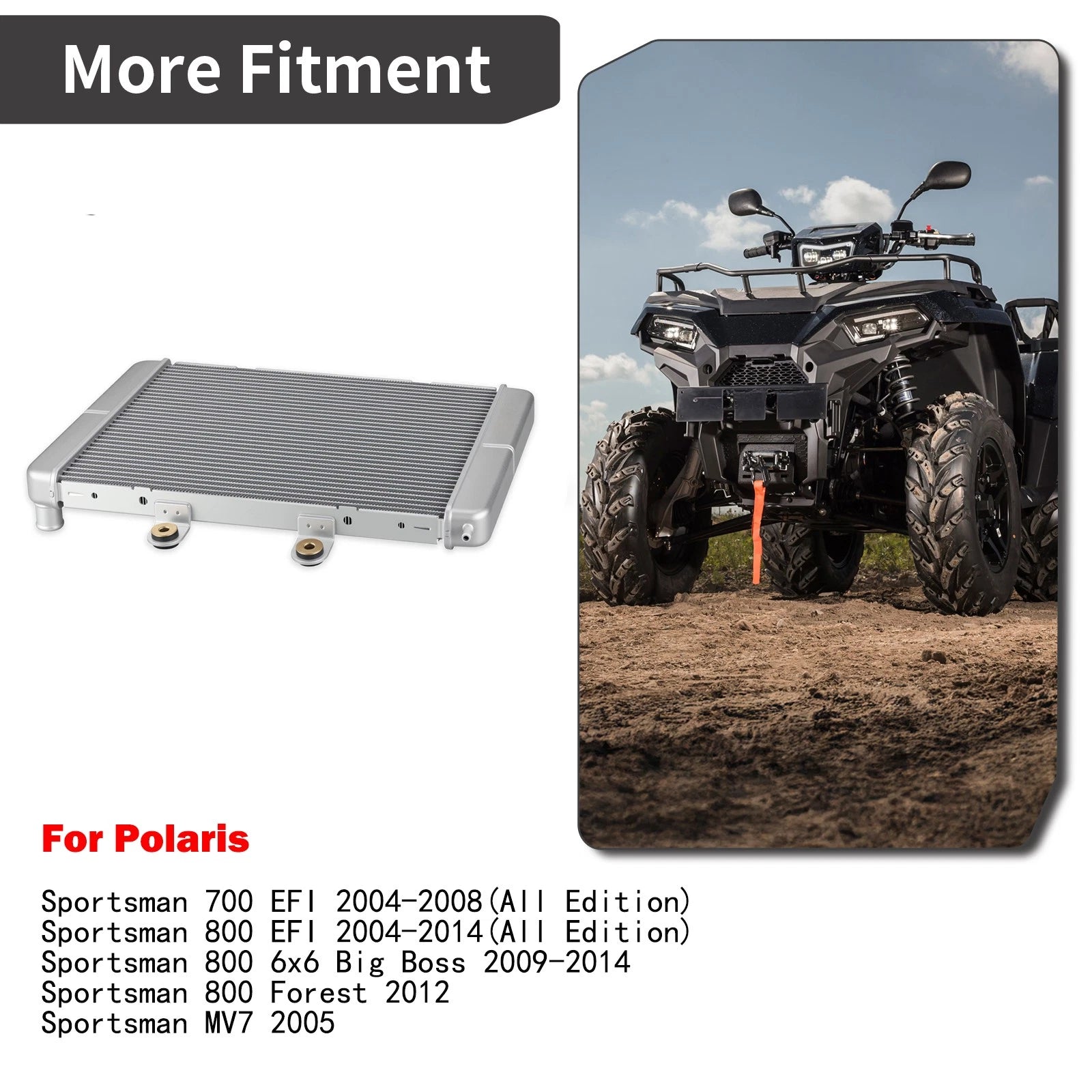 Aluminum Radiator 1240521 for Polaris Sportsman 700 EFI (2004–2008)