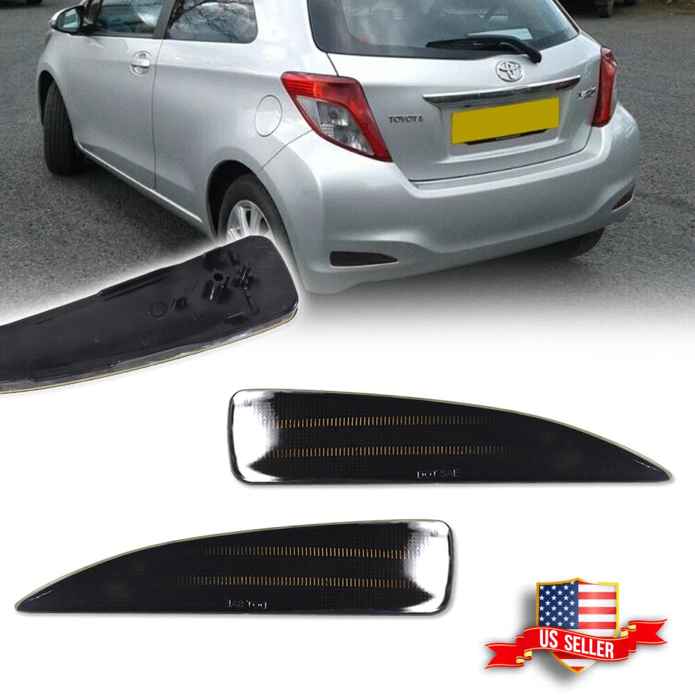 2X Smoked Lens Rear Bumper Reflector Lights for Toyota Yaris (2012–2014)