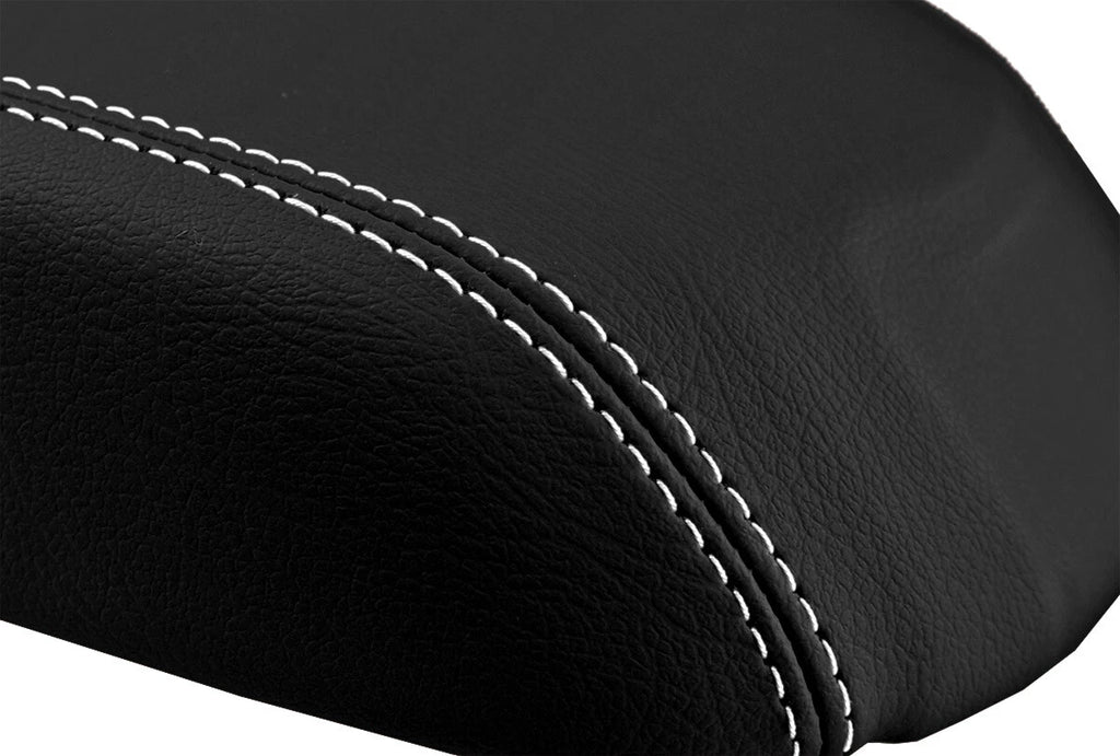 Leather Console Lid Armrest Cover for Ford Taurus (2010–2019) White Stitch