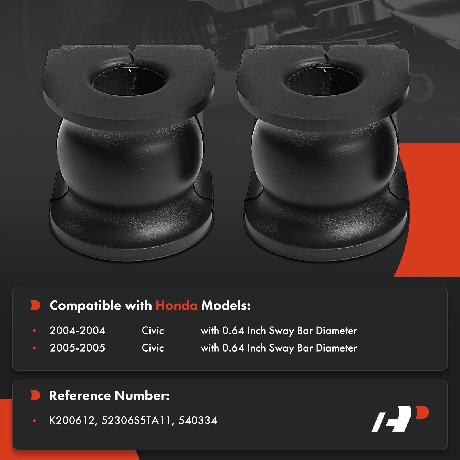 2X Rear Stabilizer Bar Bushing Kit for Honda Civic (2004-2005)