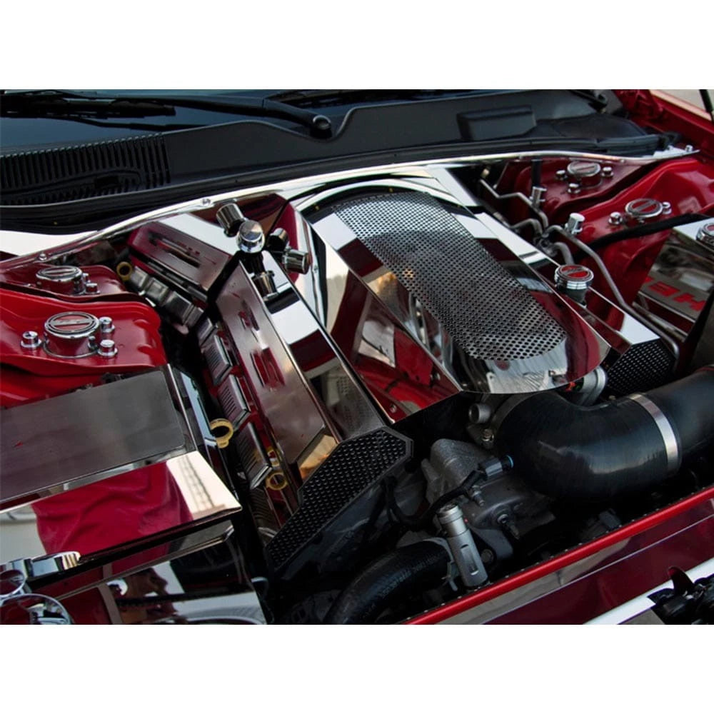 Brushed Firewall Cover with Cap for 2009–2019 Dodge Challenger with ACC Rail