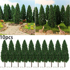 Set of 10 Green Trees 15cm Accessories for Scale Railway