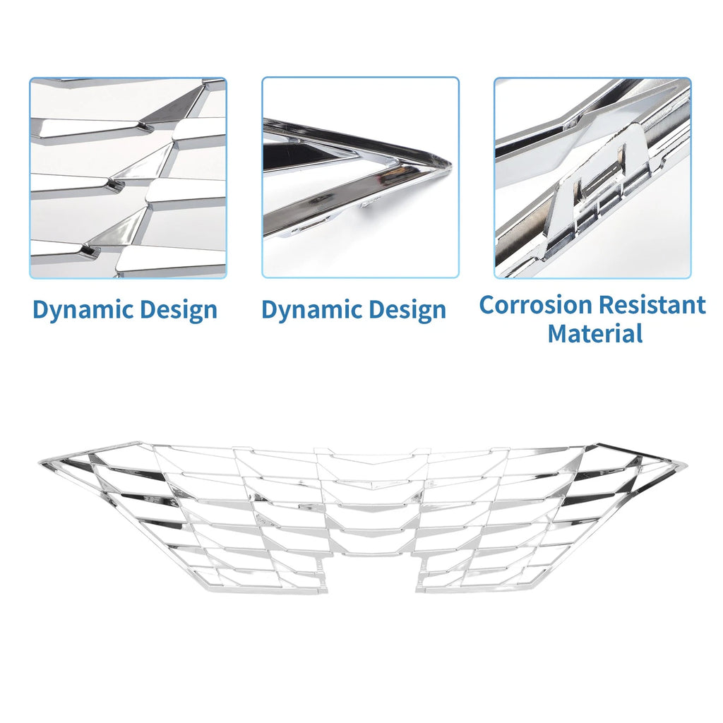 Front Upper Bumper Grille for Hyundai Elantra (2019–2020) Silver Tone ABS