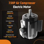 7.5HP Electric Motor for Air Compressor 230V 3450RPM 184T Frame CW/CCW