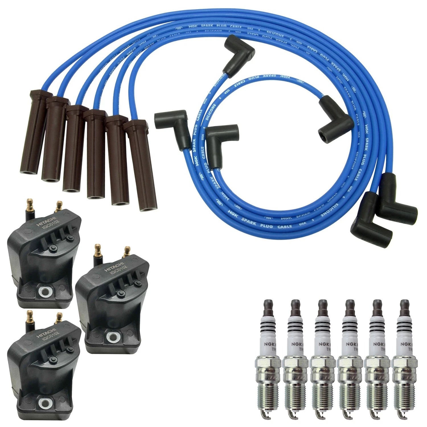 Set of 3 Ignition Coils & NGK 6 Ruthenium Spark Plugs for Malibu V6