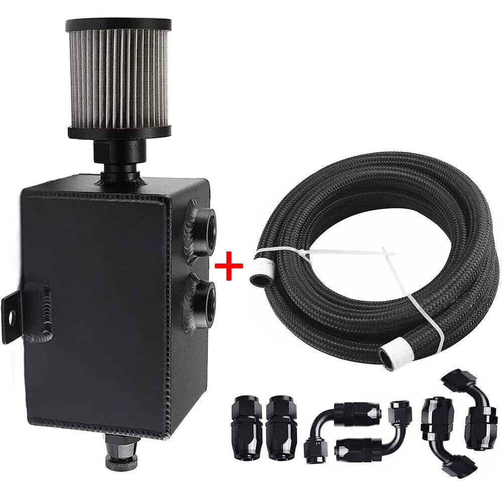 2L Oil Catch Can Reservoir Tank with 10AN Filter & Fuel Line Kit for