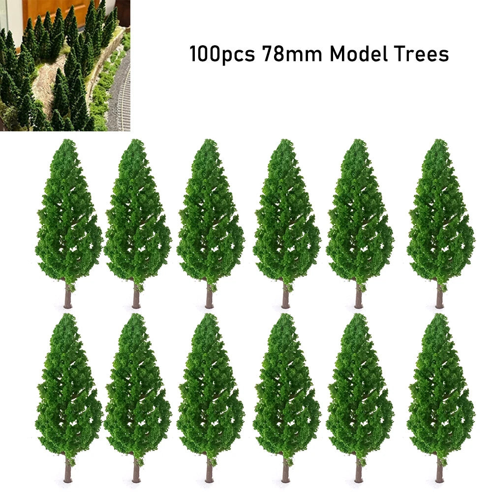 100Pcs 3.07" Pine Trees for Train Railroad Diorama Layout