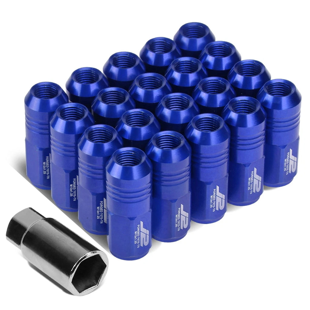 20Pcs J2 7075 Forged Aluminum M12x1.25 Close-End Lug Nut Set w/Adapter Key Blue for