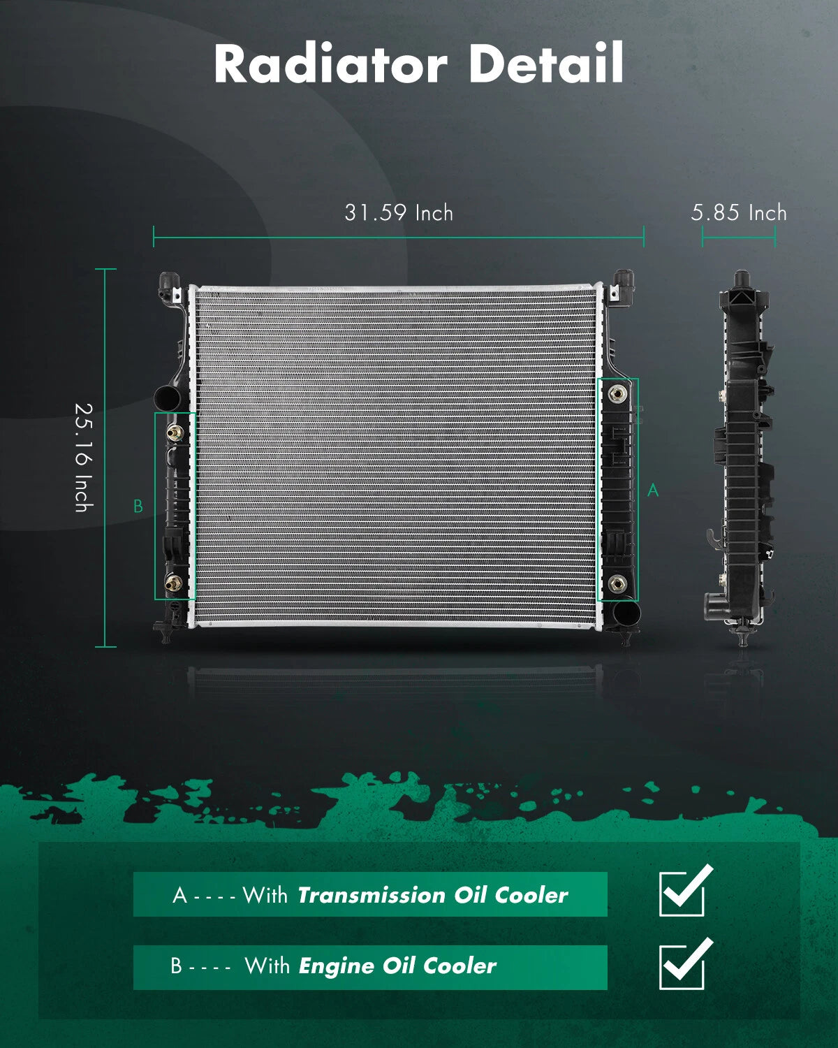 Aluminum Radiator for Mercedes-Benz ML350 R500 (2006–2011) 2515000603