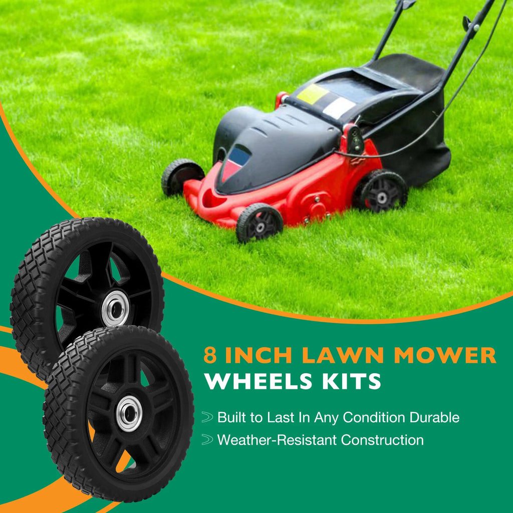 2x 8" Plastic Wheels for Craftsman Mower (Fits Various Models)