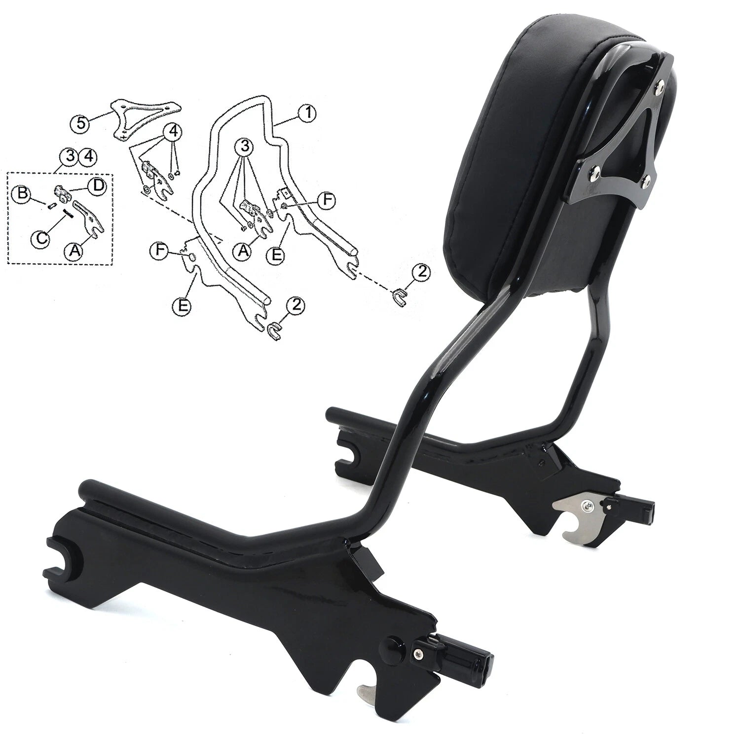 Sissy Bar Backrest Upright Standard Black for Harley FLFB FLF (2018–2020)