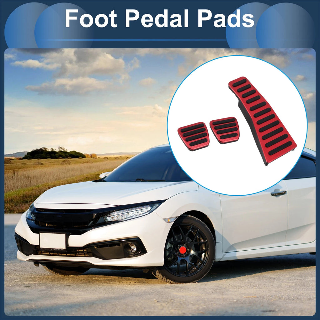 3 Pcs Manual Foot Accelerator Pedal Covers for Honda Civic (2006–2009) Red