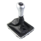 Shift Knob Gear for Precise Alignment Fit PU Leather Silver Finish