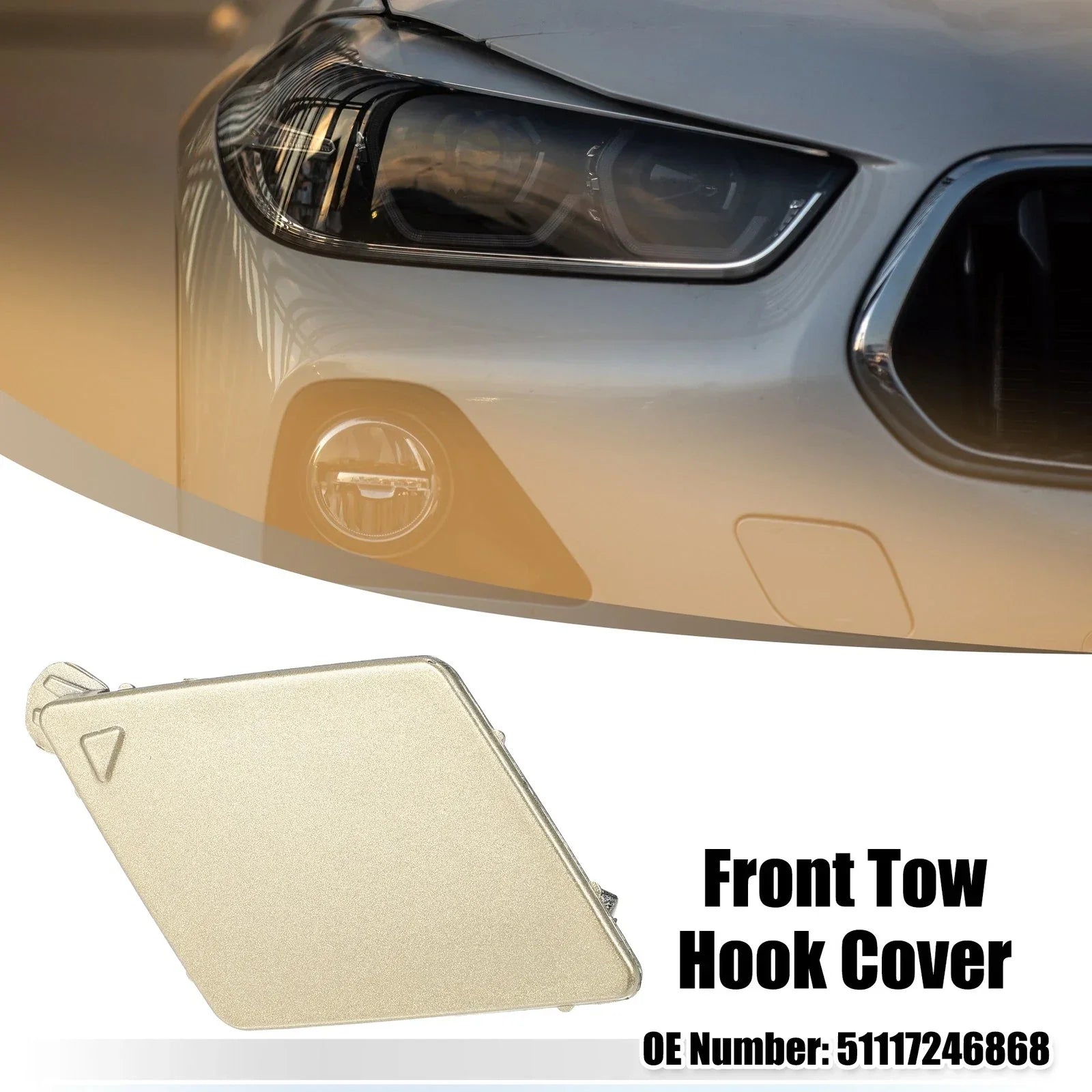 Tow Hook Cover Front Bumper for BMW 5 Series F10/F11 Gold Tone