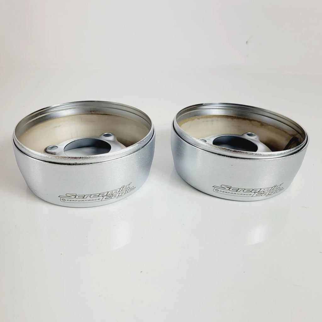 Screamin Eagle Satin Chrome Muffler End Caps for Harley Fat Bob (2018–2023) 65100123