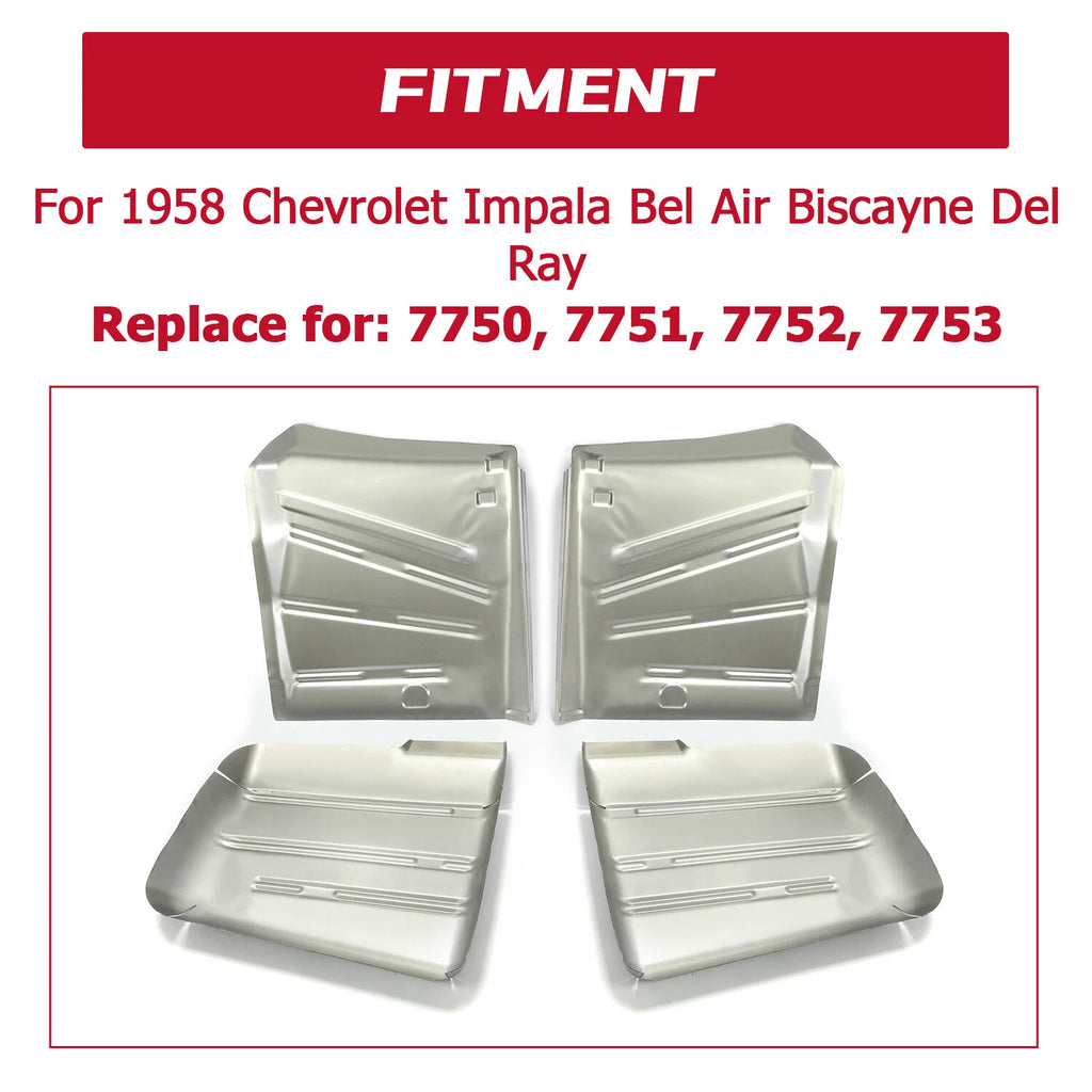 Set of 4 Floor Pans for 1958 Chevrolet Impala Bel Air Biscayne Delray