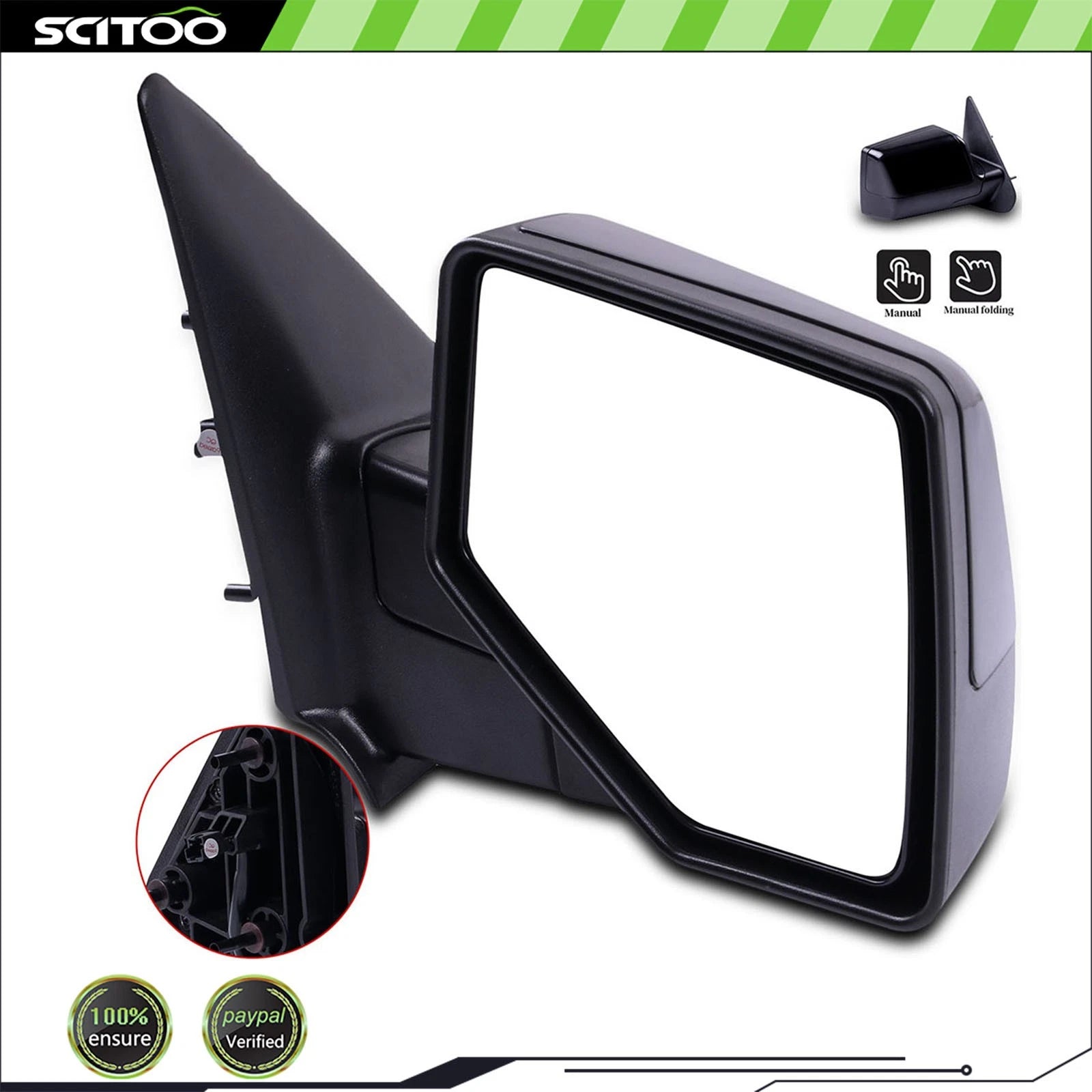 Right Side View Manual Textured Mirror for Ford Ranger (2006–2011)
