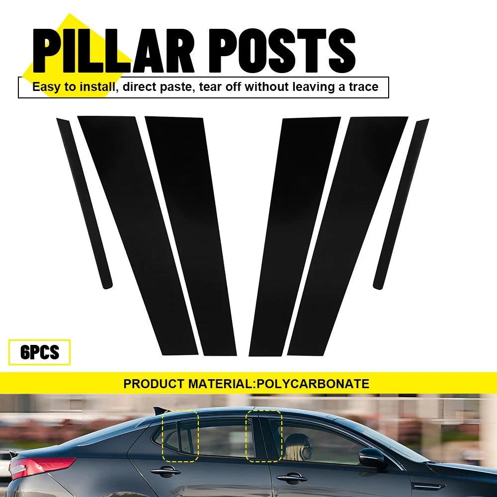 Window Pillar Posts Trim Cover for Kia Optima (2011–2015) Black