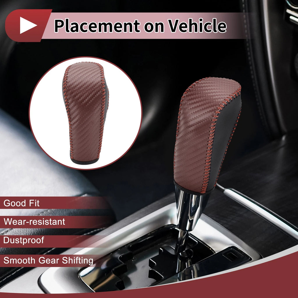 1Pc Gear Shift Knob Cover for Ford Fiesta (2009–2012) Black Brown Faux Leather