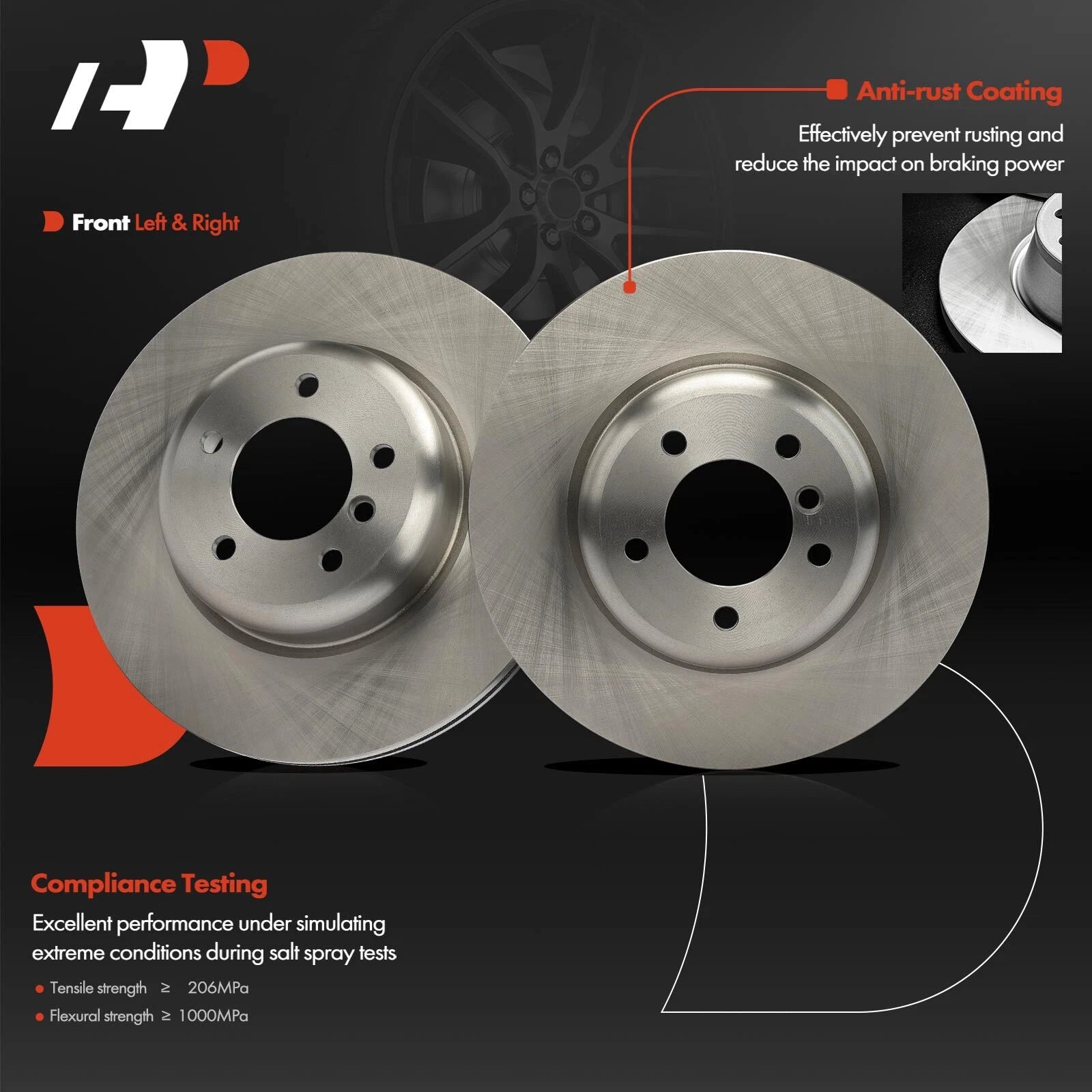Set of 2 Front Disc Brake Rotors & Ceramic Pads for BMW 135i (2008–2013)