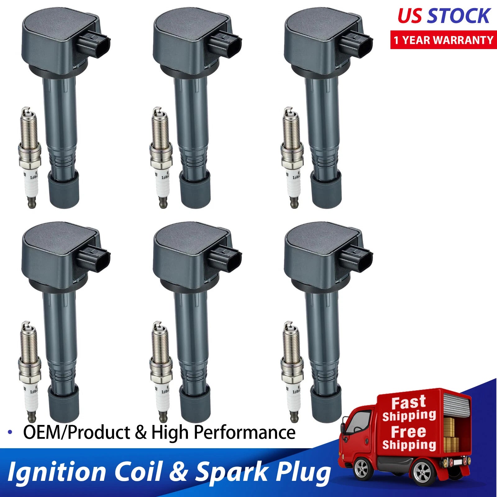 Ignition Coil & Iridium Spark Plug Kit for Honda Pilot Acura RDX (2009–2015)