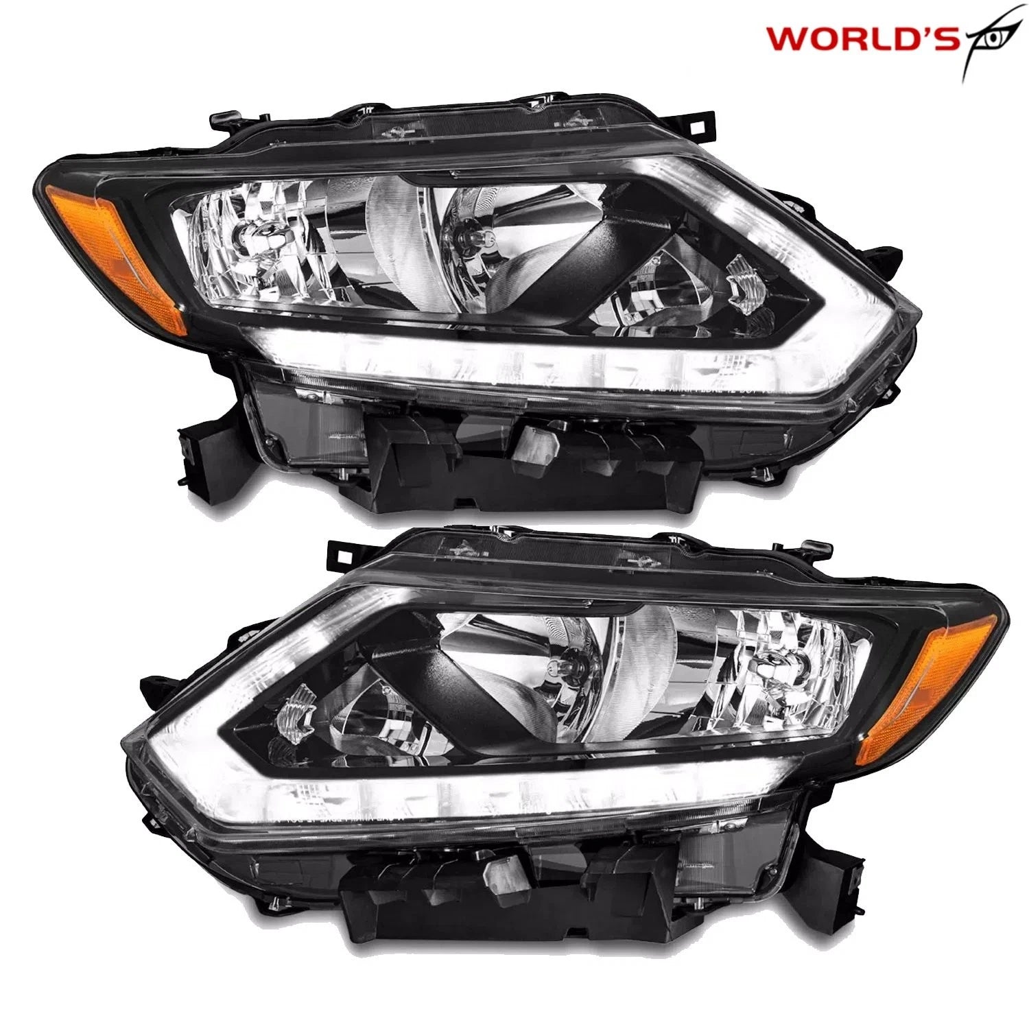 Set of 2 Halogen Headlights for Nissan Rogue (2014–2016) Chrome Housing
