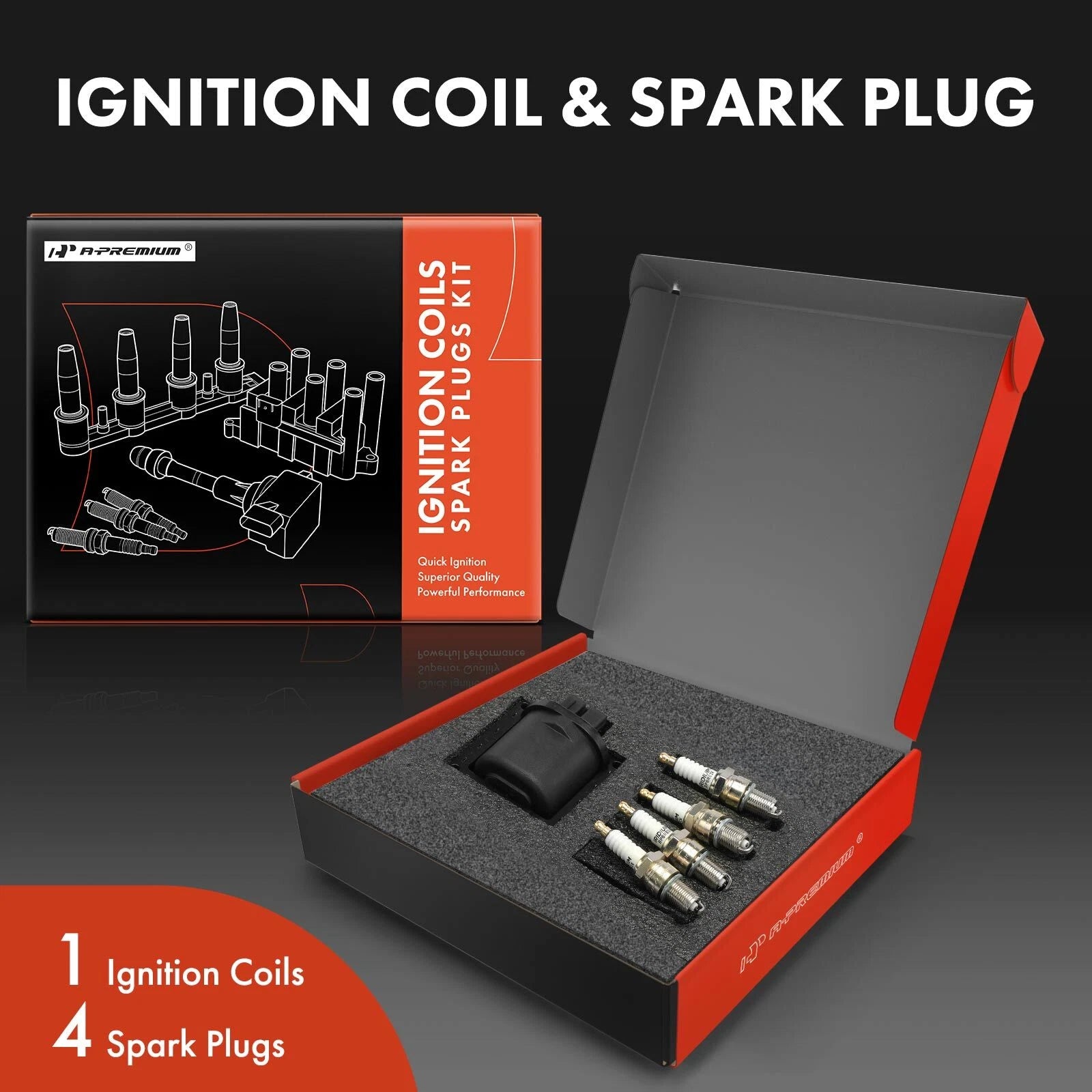 Ignition Coil and Iridium Platinum Spark Plug for Toyota 4Runner (2003-2009)