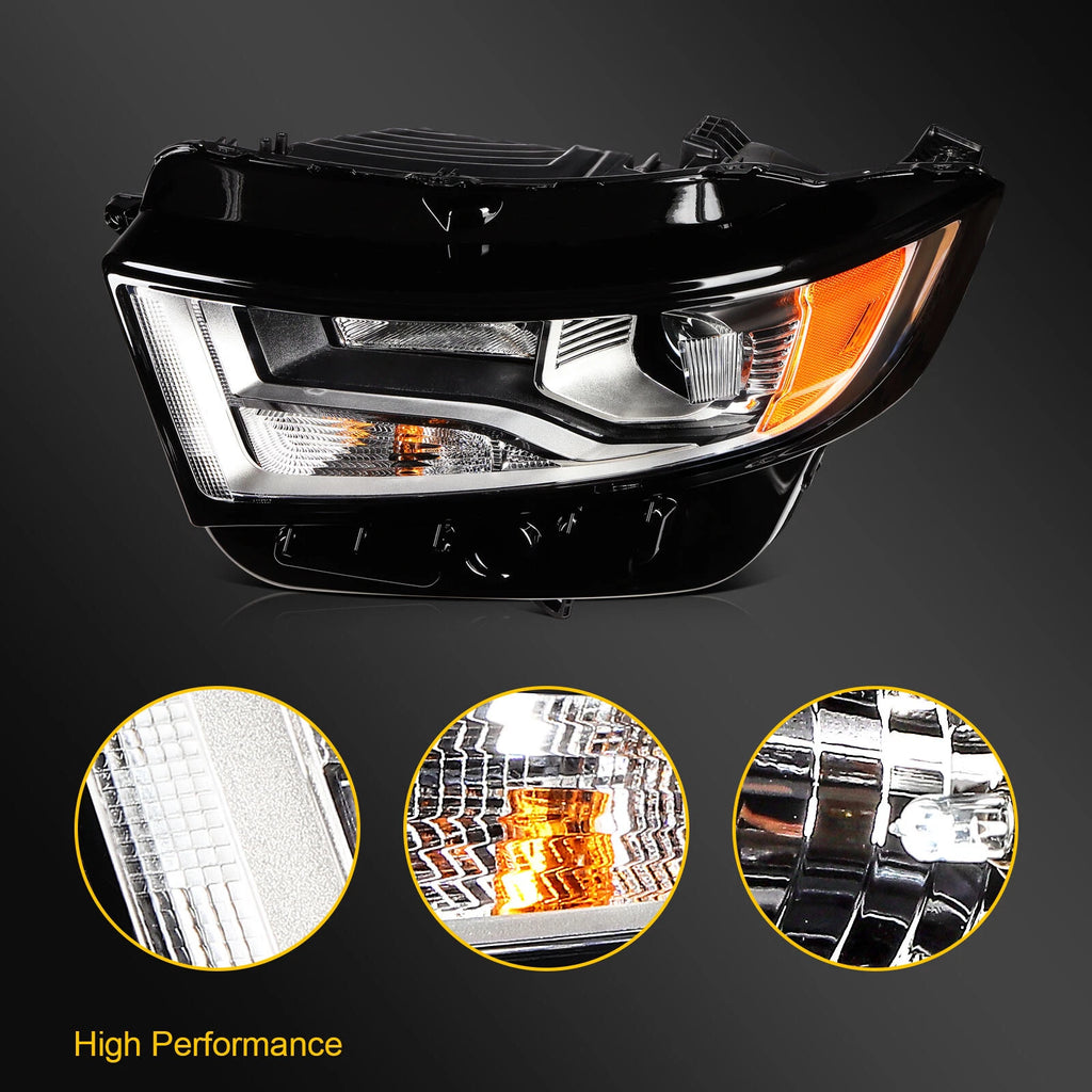 Headlight Assembly for Ford Edge (2015–2018) Halogen Left Side with Bulbs