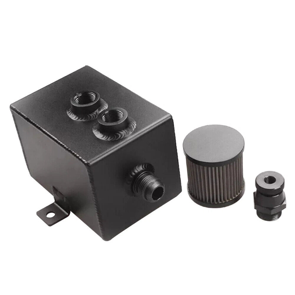 2L Aluminum Oil Catch Can Reservoir Tank Breather Filter 10AN Fitting for