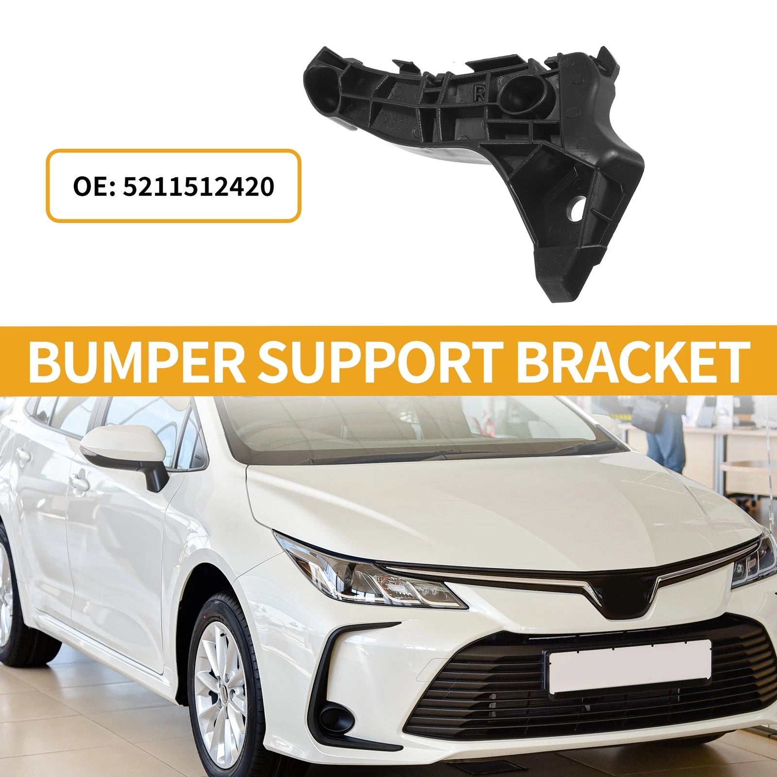 RH Front Bumper Support Bracket for Toyota Corolla (2004–2006) 1 Pc Black