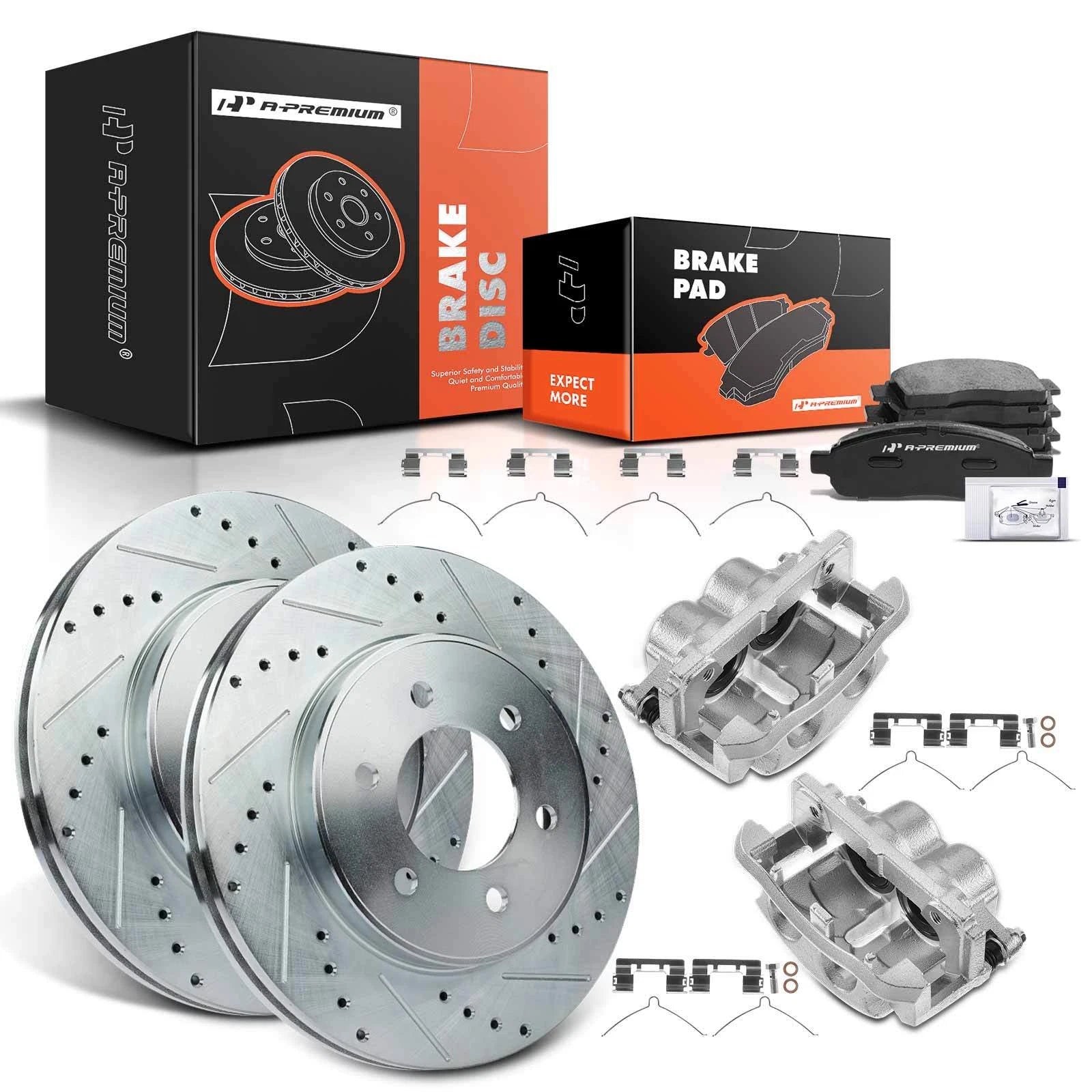8x Front Drilled Brake Rotors & Pads for F-150 (2004–2005)