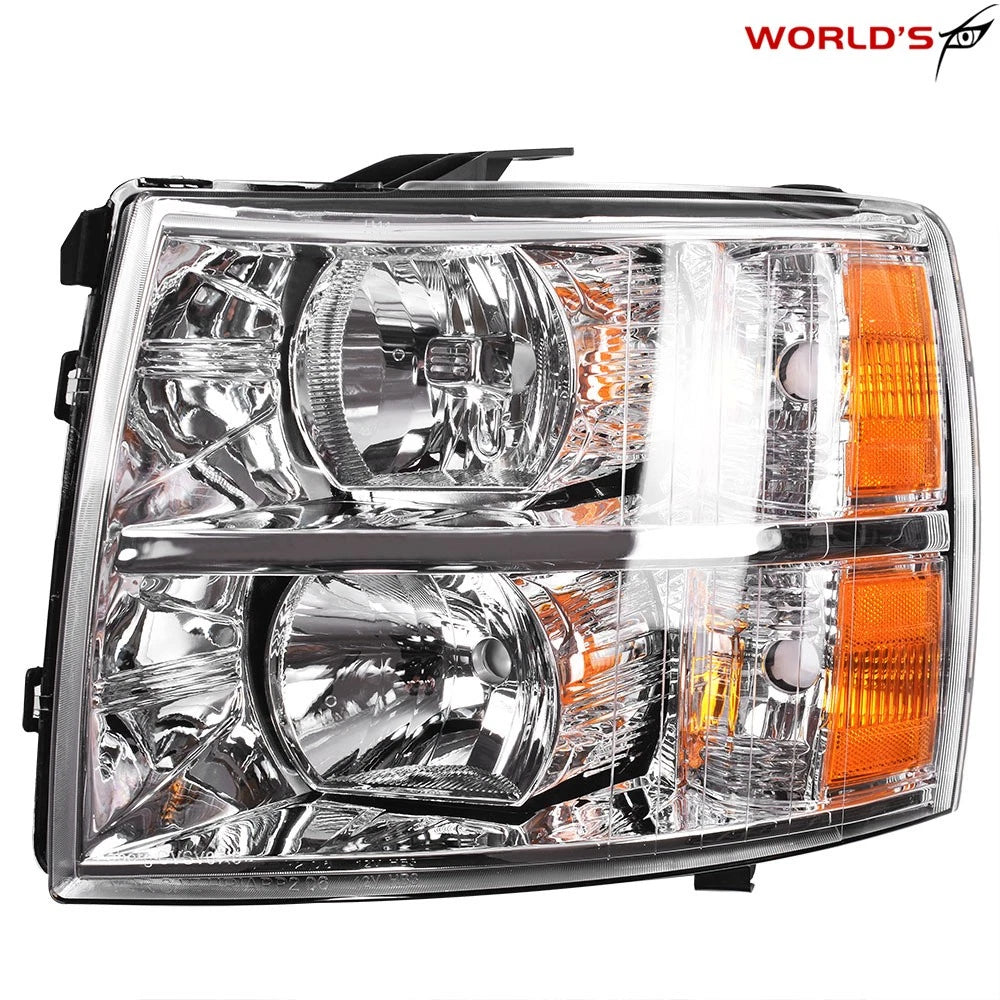 Chrome Housing Headlight Pair for Chevy Silverado 1500 2500HD 3500HD
