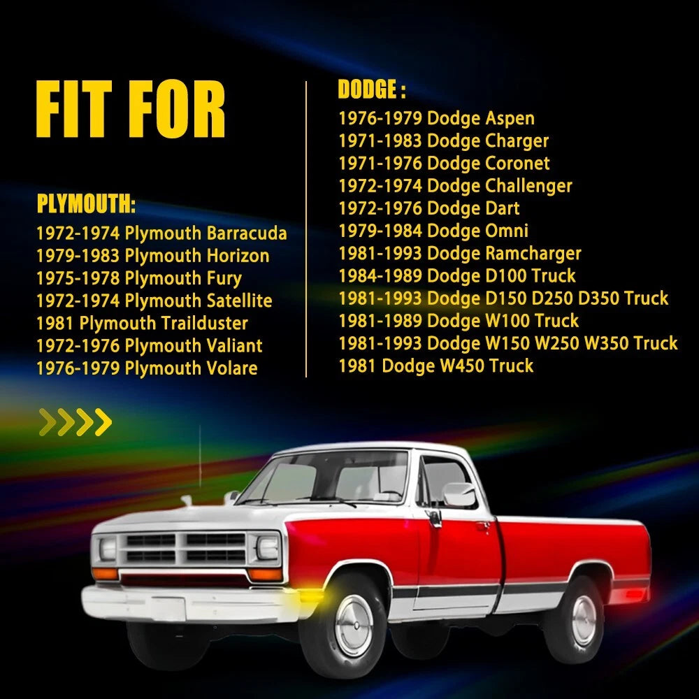 Set of 2 LED Side Marker Lights for Plymouth Valiant Dodge Truck