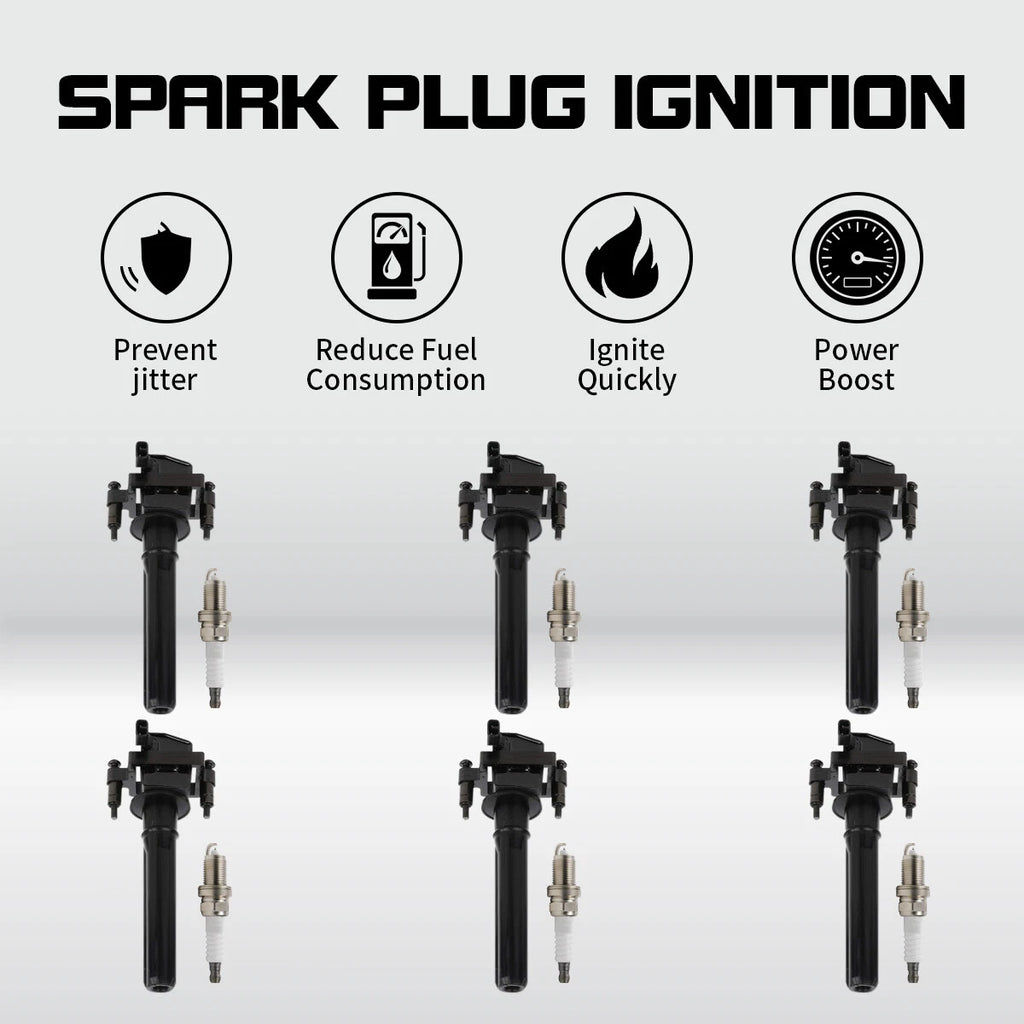 Set of 6 Ignition Coils & 6 Spark Plugs for Chrysler Concorde Intrepid Stratus (1998–2005) UF199