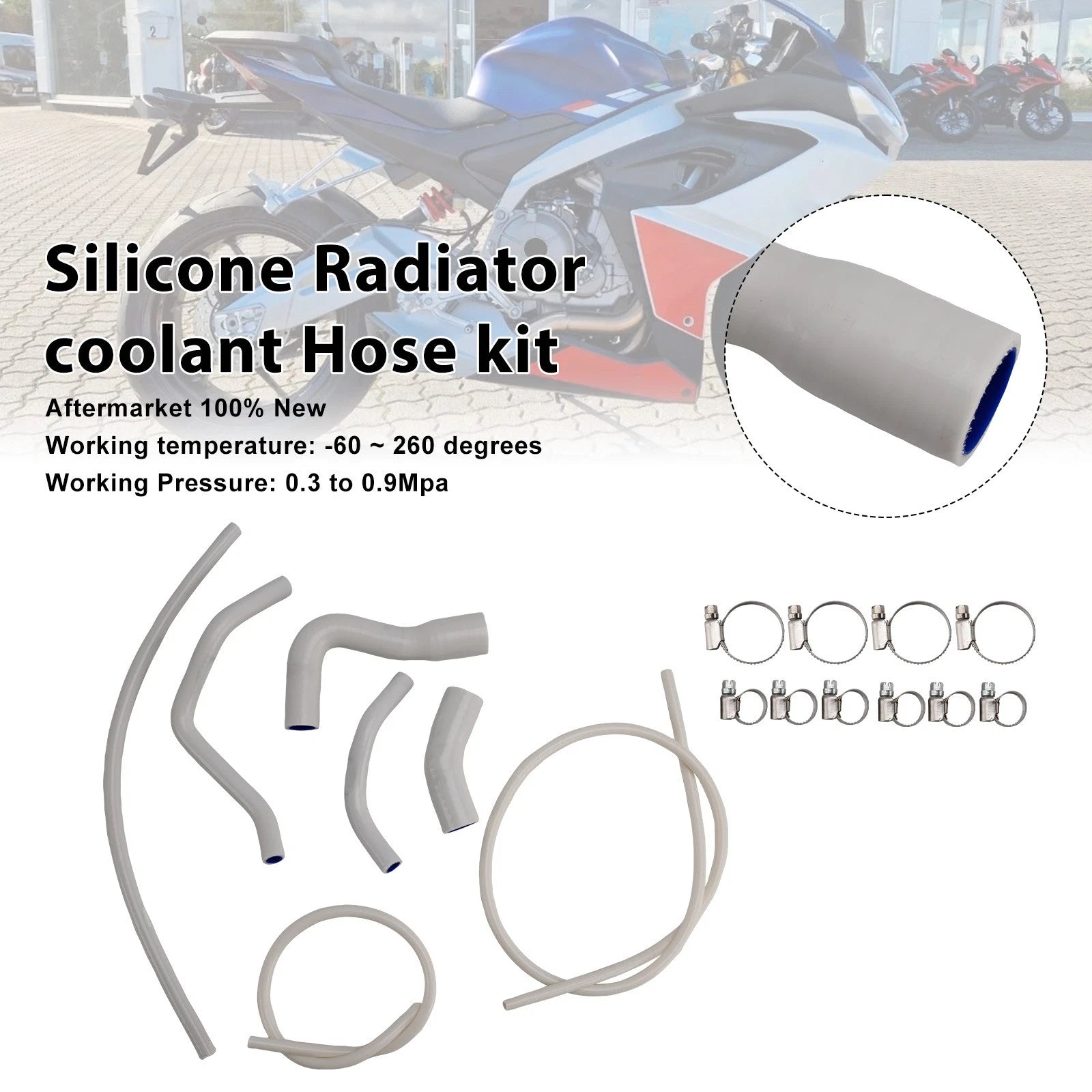 Silicone Radiator Coolant Hose for Aprilia RS 660 (2021–2025) White#31