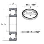 Deep Groove Ball Bearing 45x58x7mm for Scooter Skateboard (1 Pc)