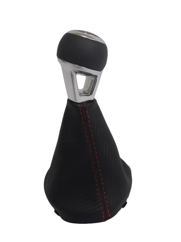 Carbon Fiber Manual Shift Boot Cover for Audi TT (2008–2016) Black Red Stitch