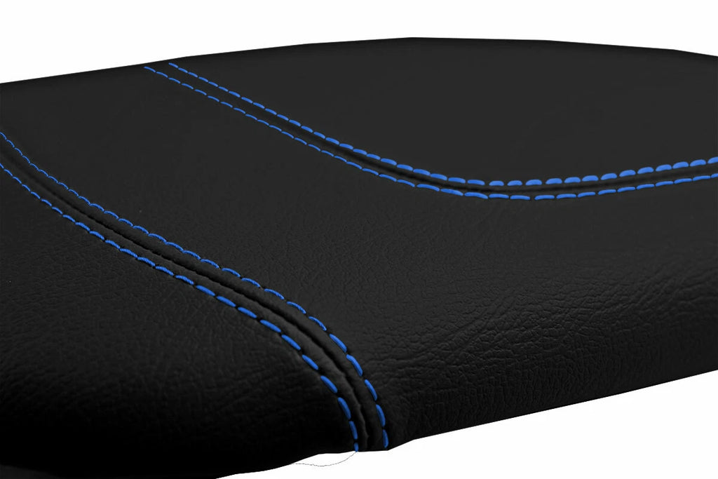 Leather Console Lid Armrest Cover for Ford F150 Lariat (1997–2003) Blue Stitch