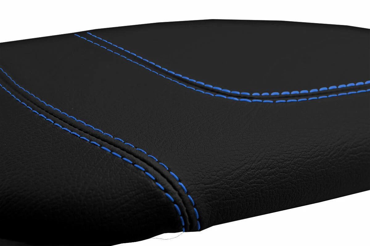 Leather Console Lid Armrest Cover for Ford F150 Lariat (1997–2003) Blue Stitch