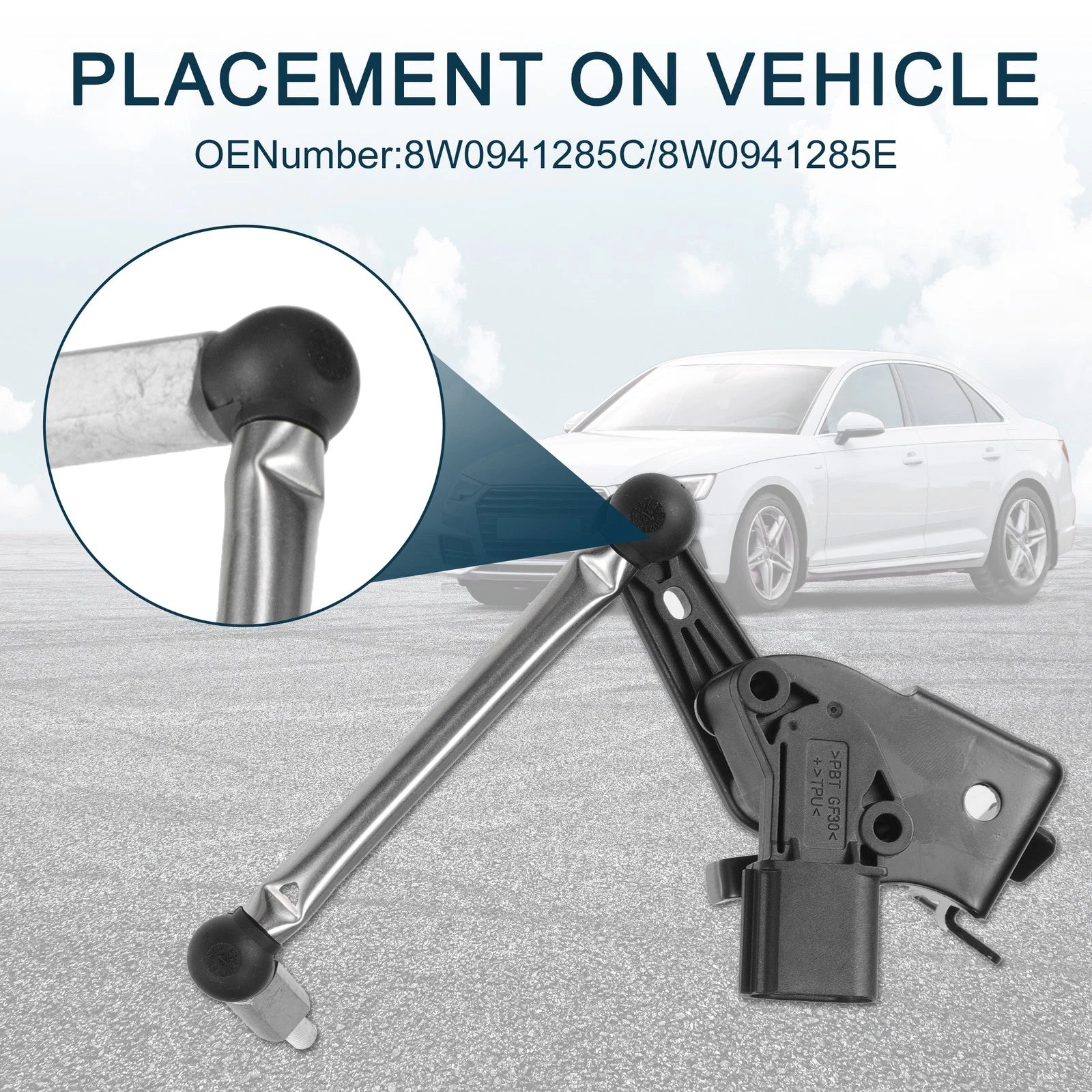 Air Suspension Ride Height Level Sensor for Audi A4 (2002–2008) No. 8W0941285C/8W0941285E