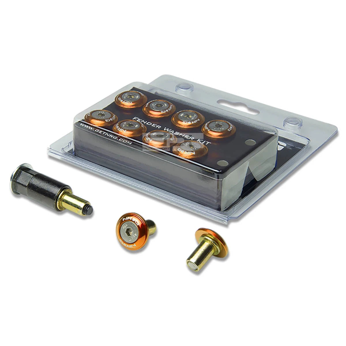 10X NRG Aluminum Engine Bay Fender/Bumper Washer Bolt Rivet Kit - Orange
