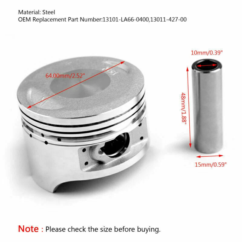 Piston Kit +0.50 for Honda CG200 (200cc, NO.13101-LA66-0400, Bore 64mm)